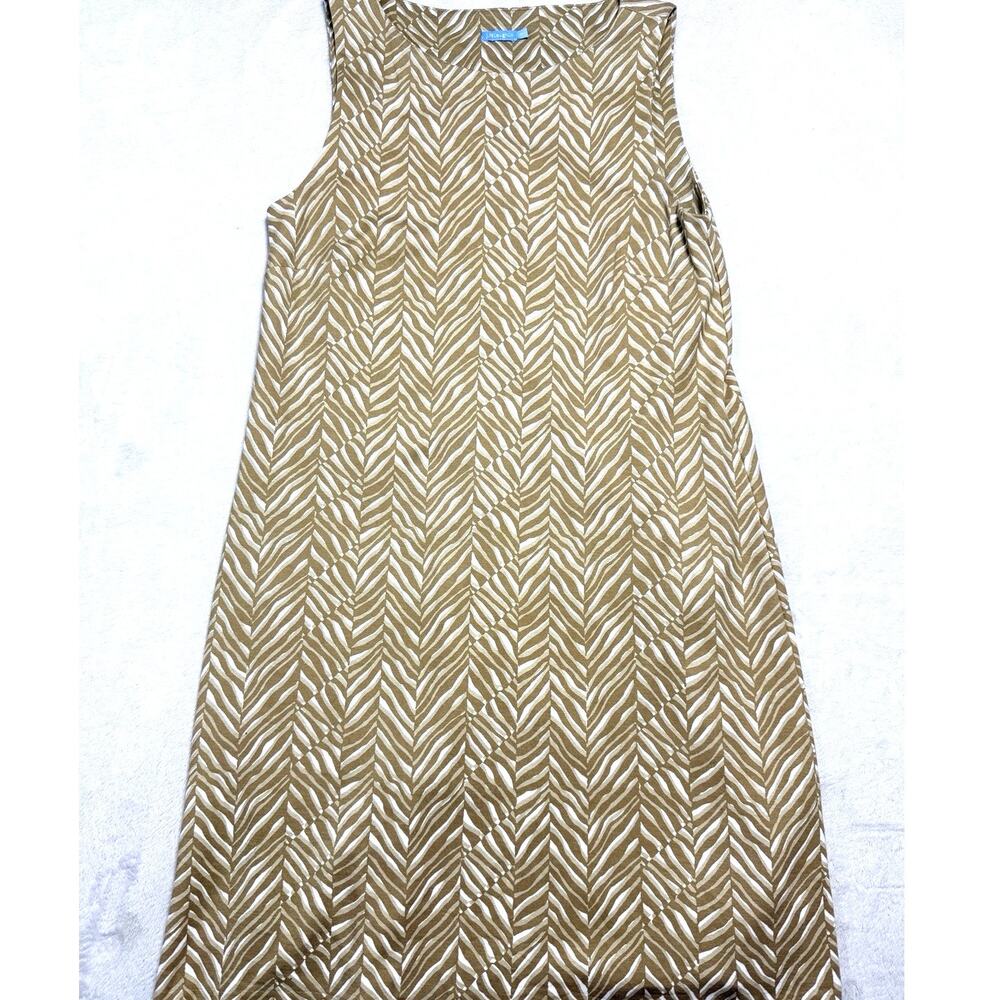 JMclaughlin Shift Dress Catalina Cloth Sleeveless Geo Olive Preppy Resort Med